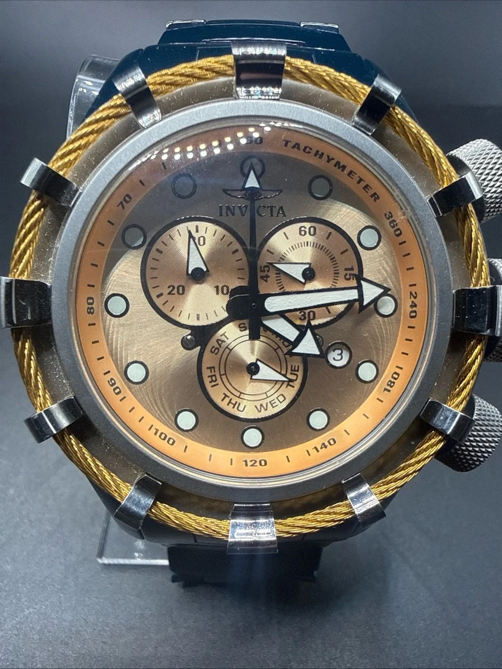Invicta Bolt Model 15014 Rose Gold Dial Blue Band New Battery